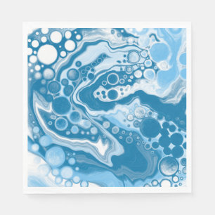 Blue Digital Fluid Art Marmor Pour Painting Cells Serviette
