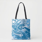 Blue Digital Fluid Art Marmor Pour Painting Cells Tasche (Vorderseite)