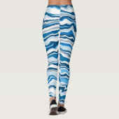 Blue Digital Fluid Art Marmorstreifen Leggings (Rückseite)