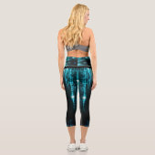 Blue Digital Galaxy Starry Space Capri Leggings (Rückseite)