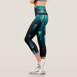 Blue Digital Galaxy Starry Space Capri Leggings