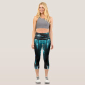 Blue Digital Galaxy Starry Space Capri Leggings (Vorderseite)