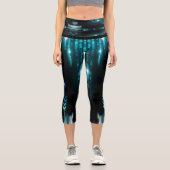 Blue Digital Galaxy Starry Space Capri Leggings (Vorderseite)
