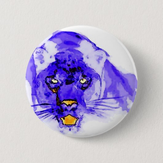 Blue Digital Pop Art Jaguar Button (Vorderseite)