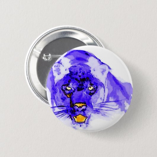 Blue Digital Pop Art Jaguar Button (Vorne & Hinten)