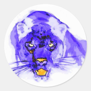 Blue Digital Pop Art Jaguar Runder Aufkleber