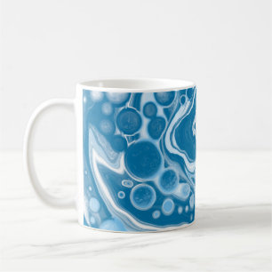 Blue Digital Pour Painting Fluid Art Marmor Kaffeetasse