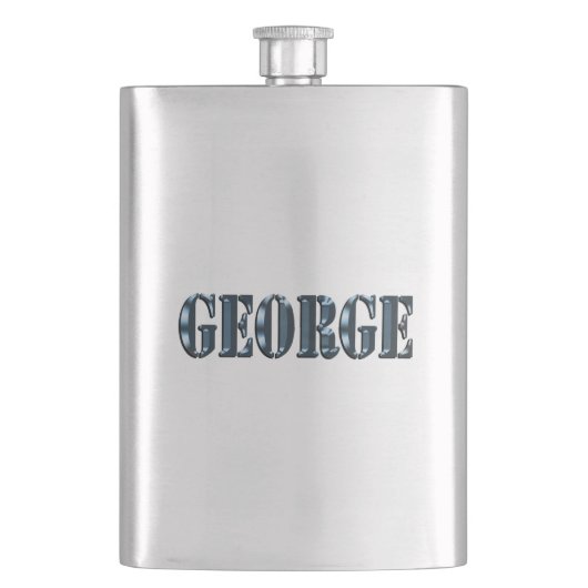 Blue Dimensional George Name, Hip Flask Flachmann (Vorderseite)