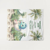 Blue Dino Baby Duschbrause Balder Hintergrund Wandteppich (Vorderseite (Horizontal))