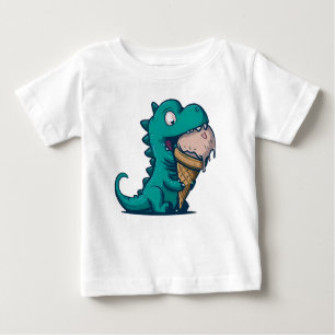 Blue Dino Liebe Ice Cresta: Cartoon Baby T-shirt