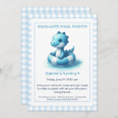 Blue Dino-Mite Birthday Pool Party Einladung (Vorne/Hinten)