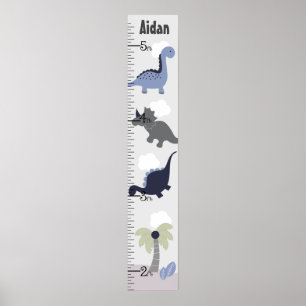 Blue Dinosaur Adventure Growth Chart Behielt auf 8 Poster