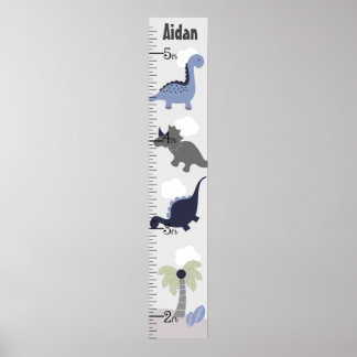 Blue Dinosaur Adventure Growth Chart Behielt auf 8 Poster