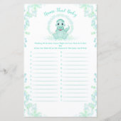 Blue Dinosaur Baby Dusche Baby Name Race Game (Vorderseite)