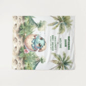 Blue Dinosaur Baby Dusche Banner Schnürung Wandteppich (Vorderseite (Horizontal))
