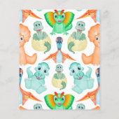 Blue Dinosaur Baby Dusche Kinderberatungskarte (Rückseite)