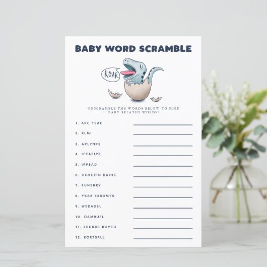 Blue Dinosaur Baby Word Scramble Game (Stehend Vorderseite)