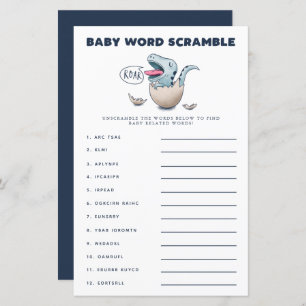 Blue Dinosaur Baby Word Scramble Game