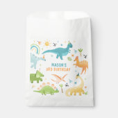 Blue Dinosaur Birthday Party Geschenktütchen (Vorderseite)