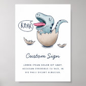 Blue Dinosaur Boy Baby Duschzeichen Poster (Vorne)