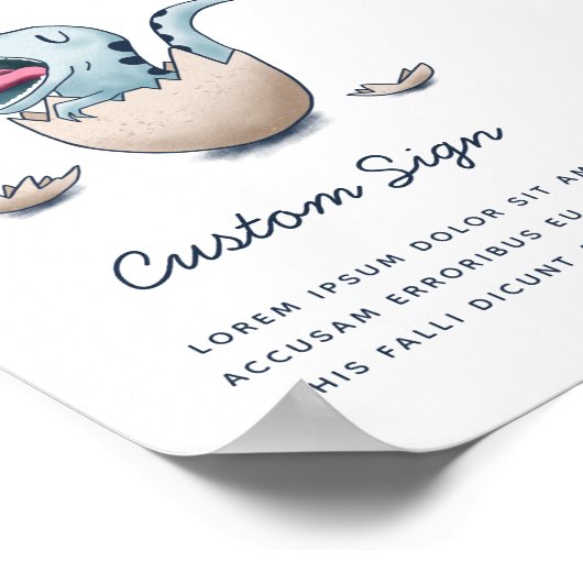 Blue Dinosaur Boy Baby Duschzeichen Poster (Ecke)