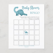 Blue Dinosaur Boy Baby Shower Bingo Card (Vorderseite)