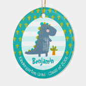 Blue Dinosaur Boy Kindergarten Graduation Keepsake Keramik Ornament (Links)