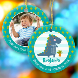 Blue Dinosaur Boy Preschool Graduation Keepsake Keramik Ornament