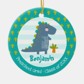 Blue Dinosaur Boy Preschool Graduation Keepsake Keramik Ornament (Vorne)