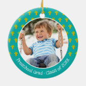 Blue Dinosaur Boy Preschool Graduation Keepsake Keramik Ornament (Hinten)