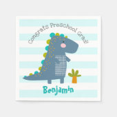 Blue Dinosaur Boy Preschool Graduation Whimsical Serviette (Vorderseite)