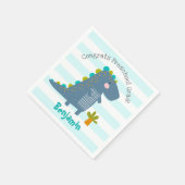 Blue Dinosaur Boy Preschool Graduation Whimsical Serviette (Ecke)
