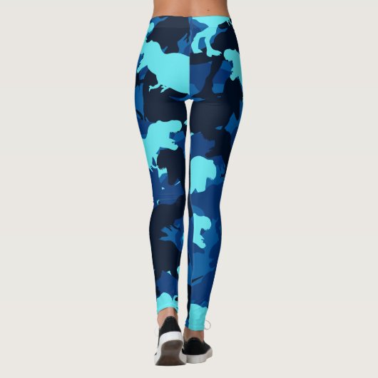 Blue Dinosaur Camouflage Pattern Leggings (Rückseite)