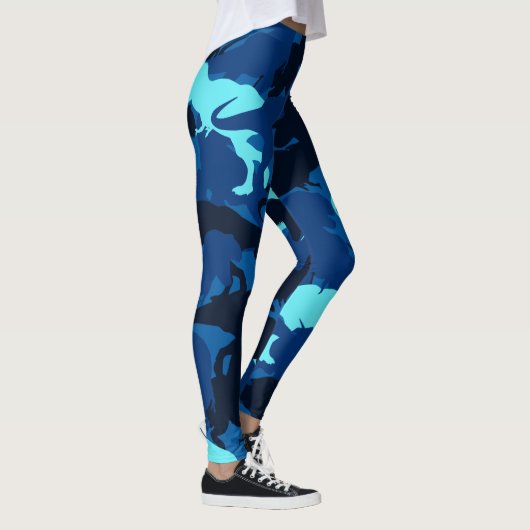 Blue Dinosaur Camouflage Pattern Leggings (Rechts)