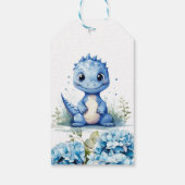 Blue Dinosaur Florals Boy Baby Dusche Vielen Dank Geschenkanhänger (Rückseite)