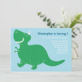 Blue Dinosaur Geburtstagsparty Einladungen (Stehend Vorderseite)