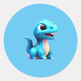 Blue Dinosaur Happy Runder Aufkleber