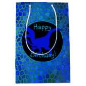 Blue Dinosaur Hide Happy Birthday! Mittlere Geschenktüte (Vorderseite)