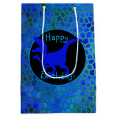 Blue Dinosaur Hide Happy Birthday! Mittlere Geschenktüte (Rückseite)