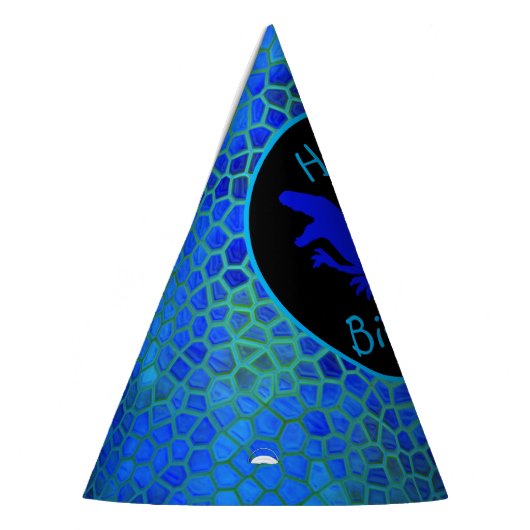 Blue Dinosaur Hide Happy Birthday! Partyhütchen (Links)