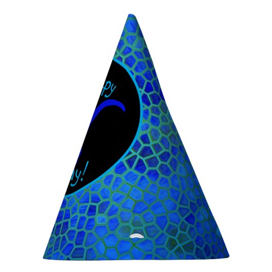 Blue Dinosaur Hide Happy Birthday! Partyhütchen (Rechts)