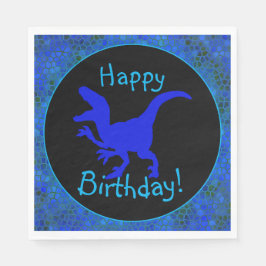Blue Dinosaur Hide Happy Birthday! Serviette