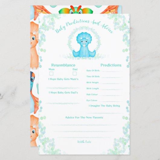 Blue Dinosaur Kinderdusche Vorhersagen und Ratschl (Vorne/Hinten)