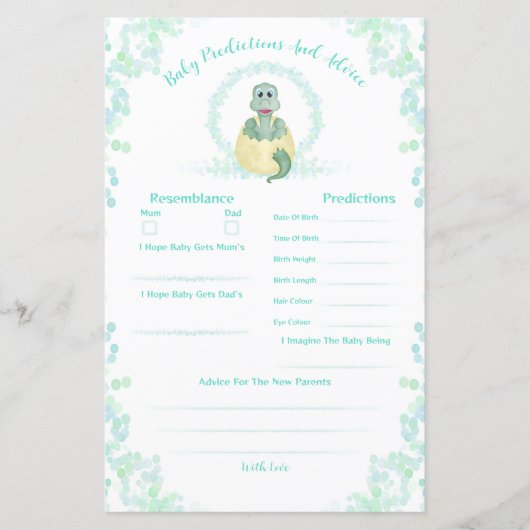 Blue Dinosaur Kinderdusche Vorhersagen und Ratschl (Vorderseite)