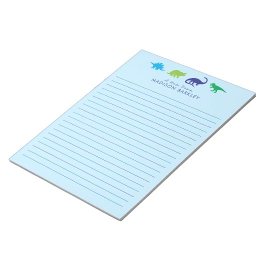 Blue Dinosaur Niedlich Kid's Dino Stationary Notep Notizblock (angewinkelt)