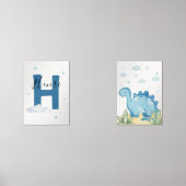 Blue Dinosaur Nursery Wall Art Set of 2 Print Set (Vorderseite)