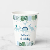 Blue Dinosaur Safari Geburtstag Pappbecher (Rückseite)