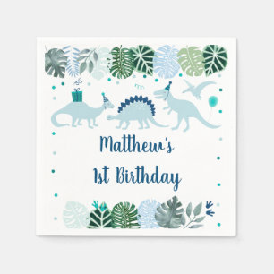 Blue Dinosaur Safari Geburtstag Serviette
