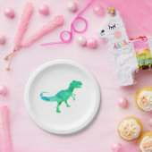 Blue Dinosaur Silhouette Trex Paper Plate Pappteller (Party)