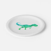 Blue Dinosaur Silhouette Trex Paper Plate Pappteller (Schrägansicht)